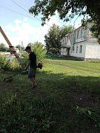 В парке села Святославка косят траву